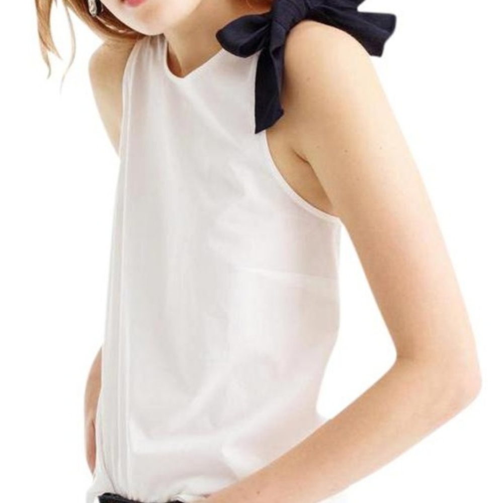 J. Crew white tank top w/ black bow - size 10